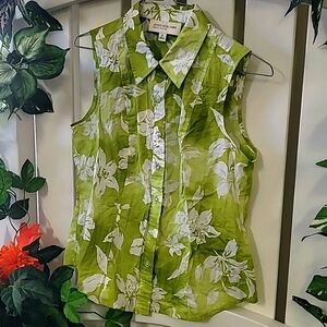 Petite floral cotton blouse